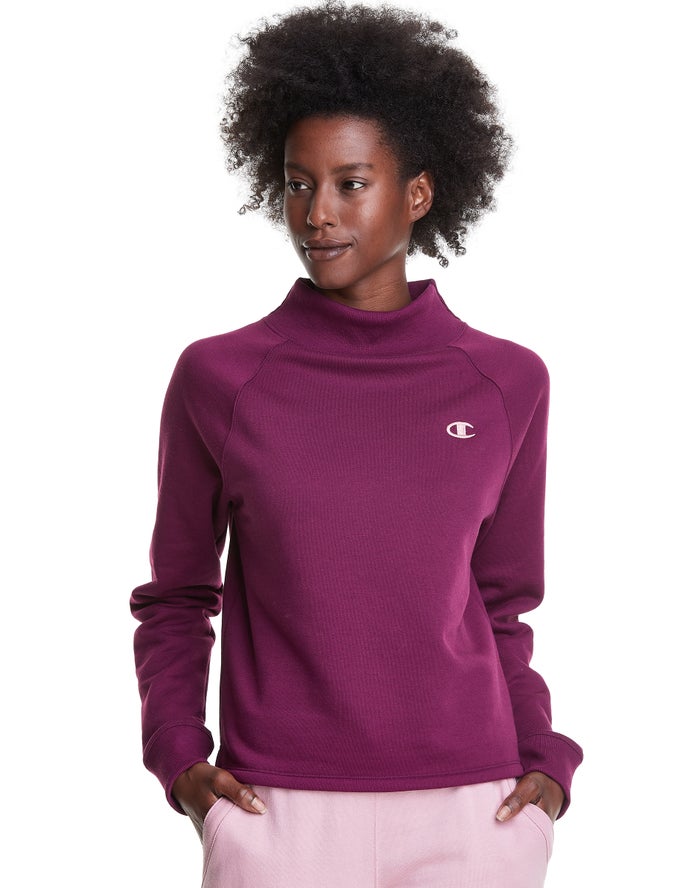 Sudadera Champion Mujer - Powerblend Fleece Mock Neck Embroidered Logo ( Moradas Oscuro ) 7238069-ZL